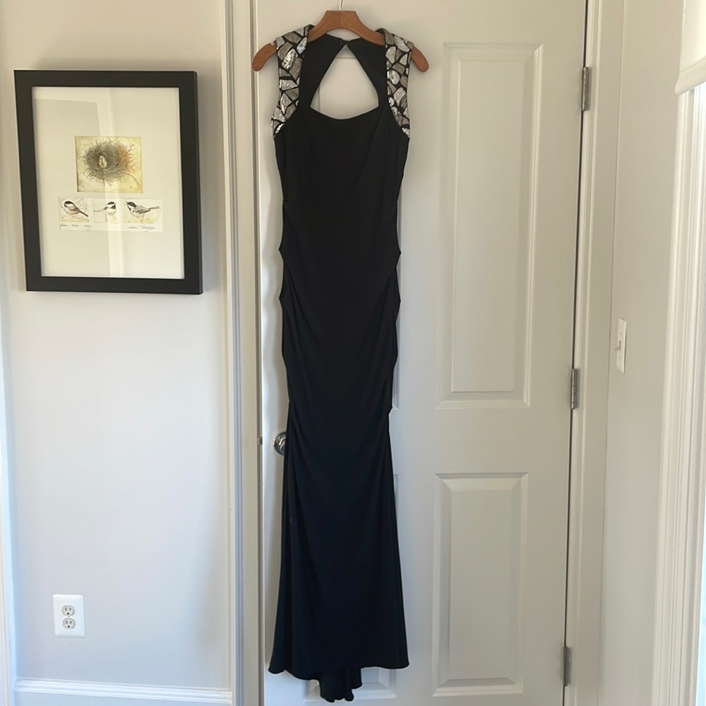 Cache Black And Silver Sequence Evening Gown Ruch… - image 2